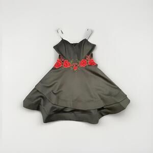 Vtg Y2K B Smart Embroidered Rose Floral Fit&Flare Layer Mini Dress Size 11 (A34)